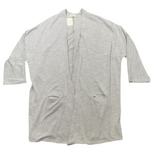 Donni Sweater Women's One Size Gray Rib Pockets Long Open Front Duster Cardigan